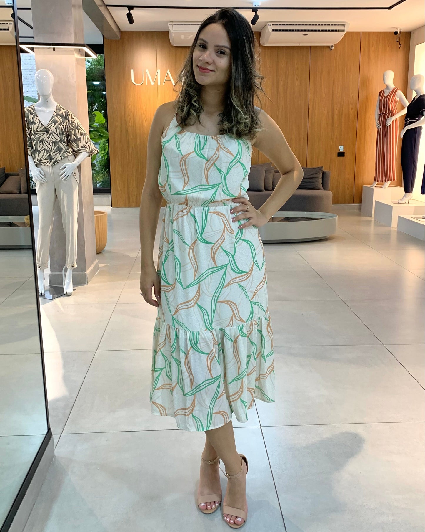 Vestido Midi Gola Franzida 60640