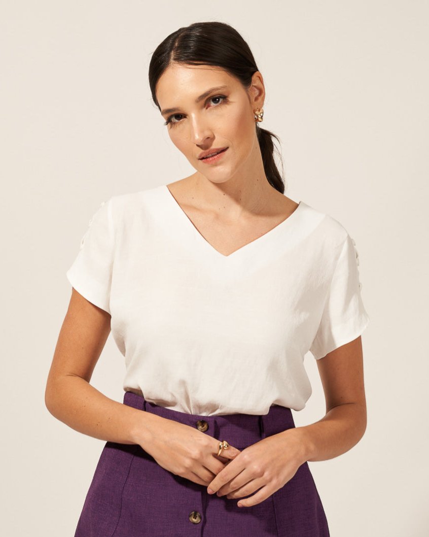 Blusa Botões Decote V 60720
