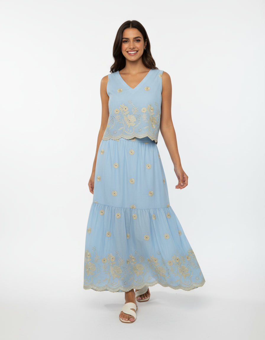 Conjunto Cropped e Saia Longa 91960