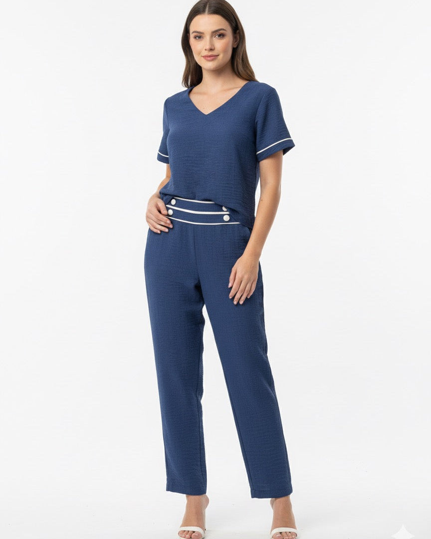 Conjunto Calça e Blusa Decote V 09081