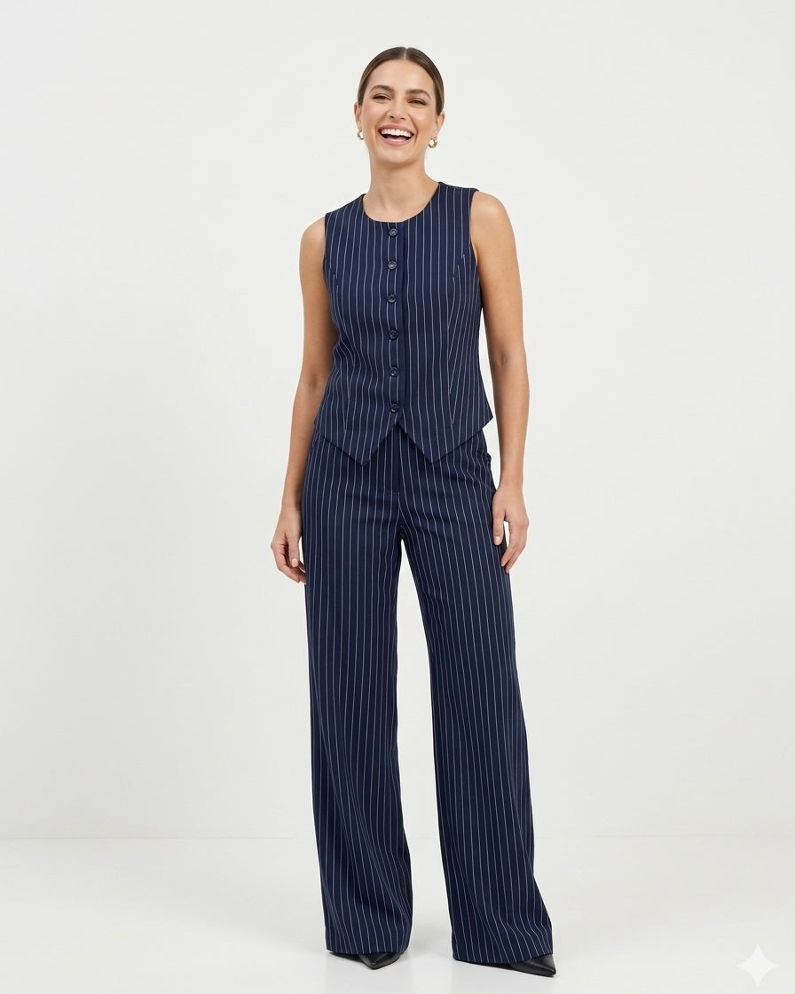 Conjunto Colete e Calça Risca de Giz 92180