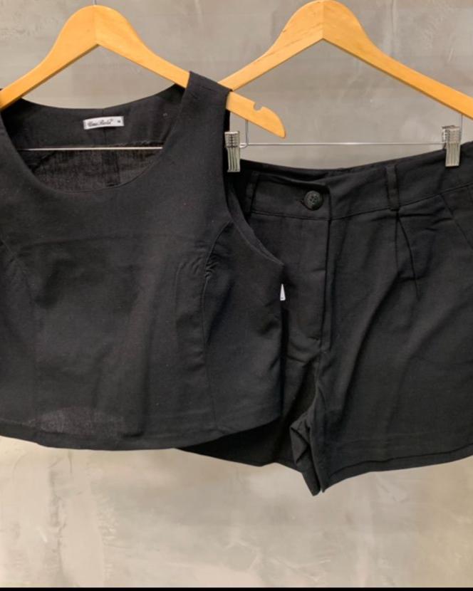 Conjunto Cropped e Bermuda de Linho 90131