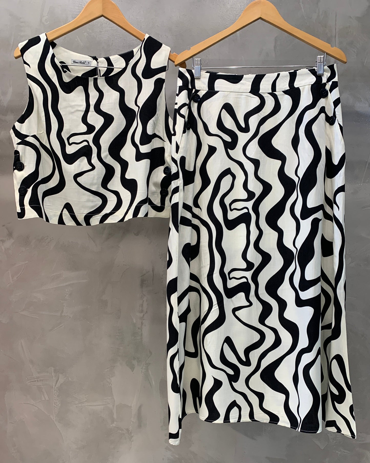 Conjunto Cropped e Saia Estampado 90374