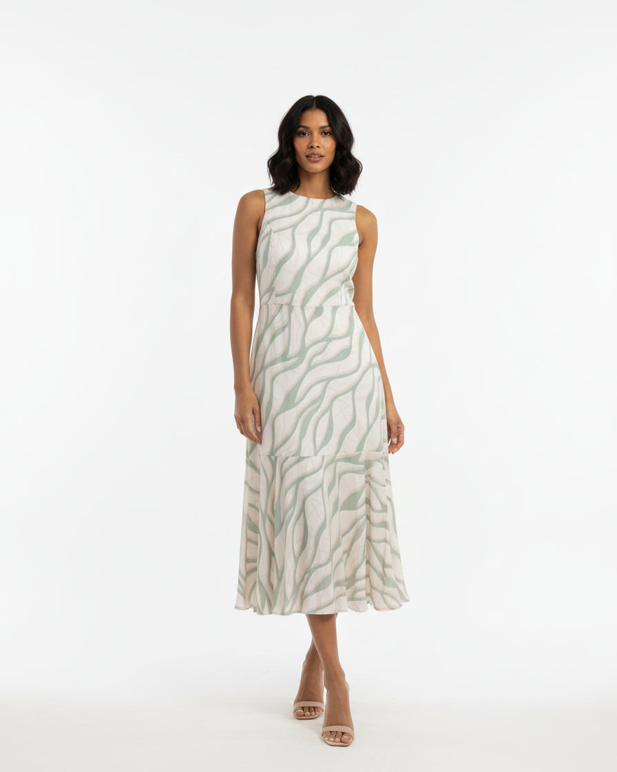 Vestido Midi Acinturado Estampado 90215