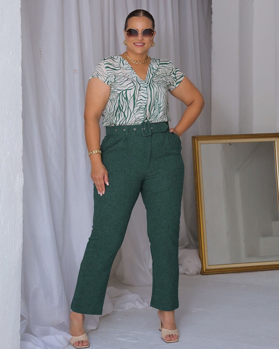 Calça Plus com Cinto Polylinho 02936