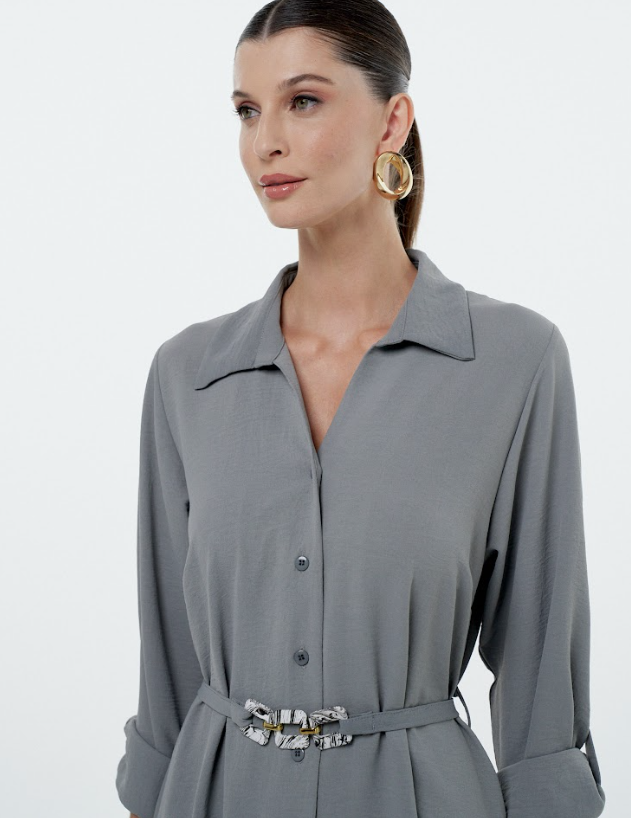 Vestido Chemise Com Faixa 90620