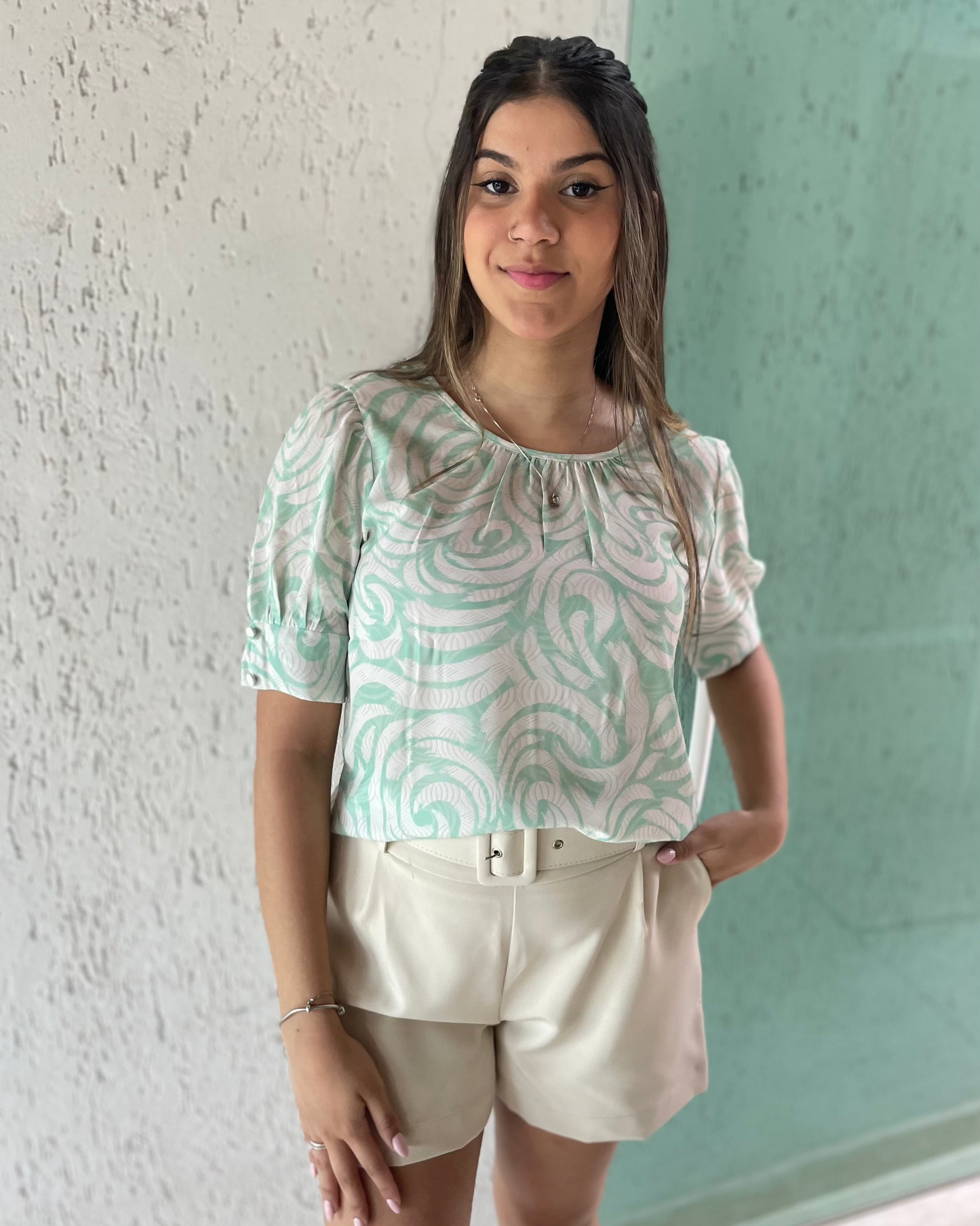 Blusa Manga Bufante Estampada 60054