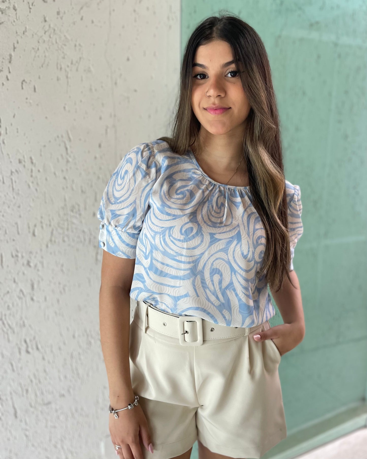 Blusa Manga Bufante Estampada 60054