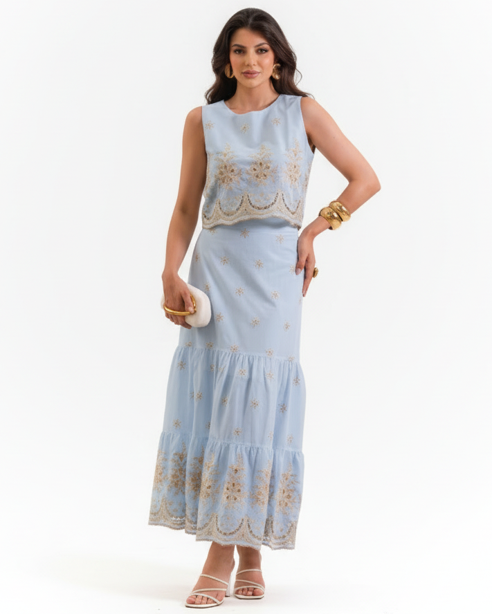 Conjunto Cropped e Saia Longa 91910