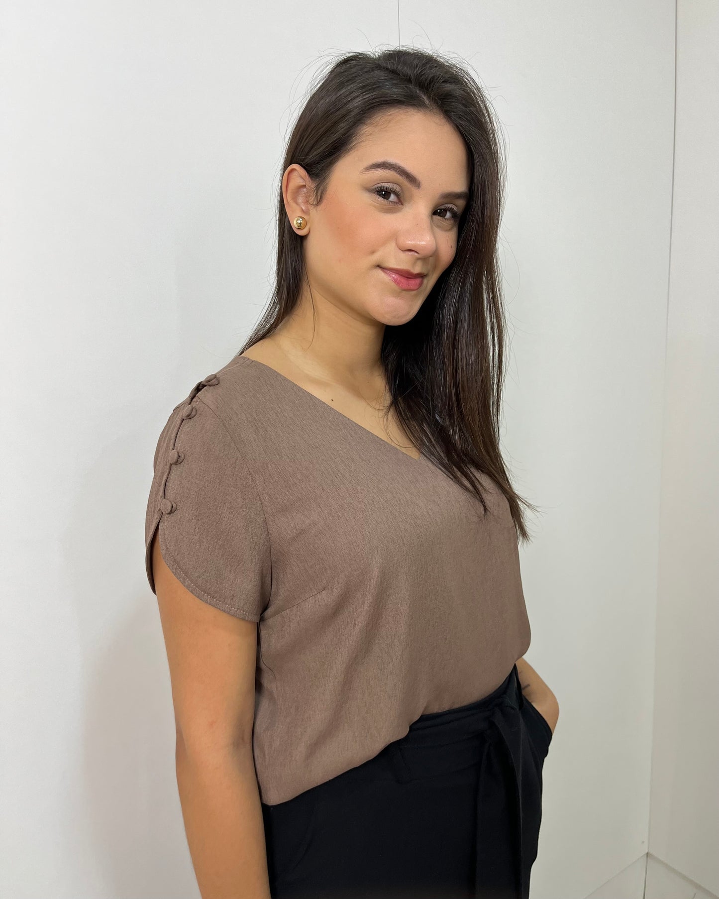 Blusa Botões Decote V 60720