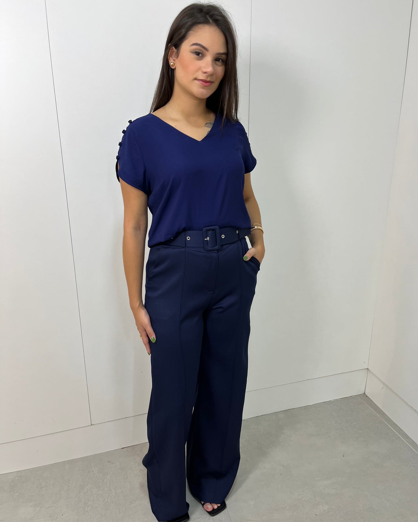 Blusa Botões Decote V 60720