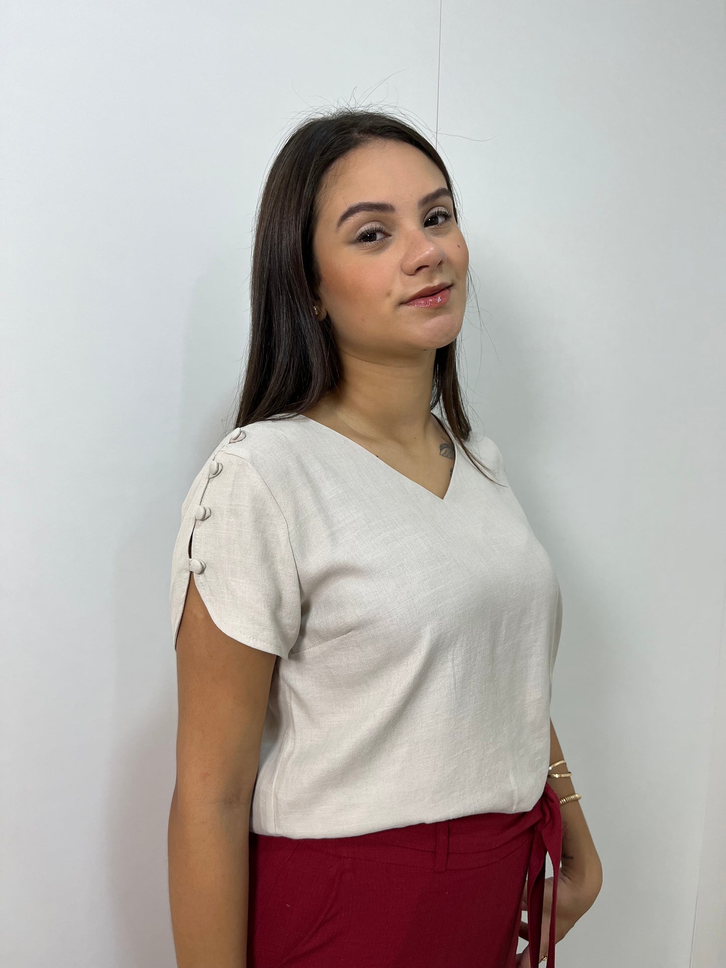 Blusa Botões Decote V 60720