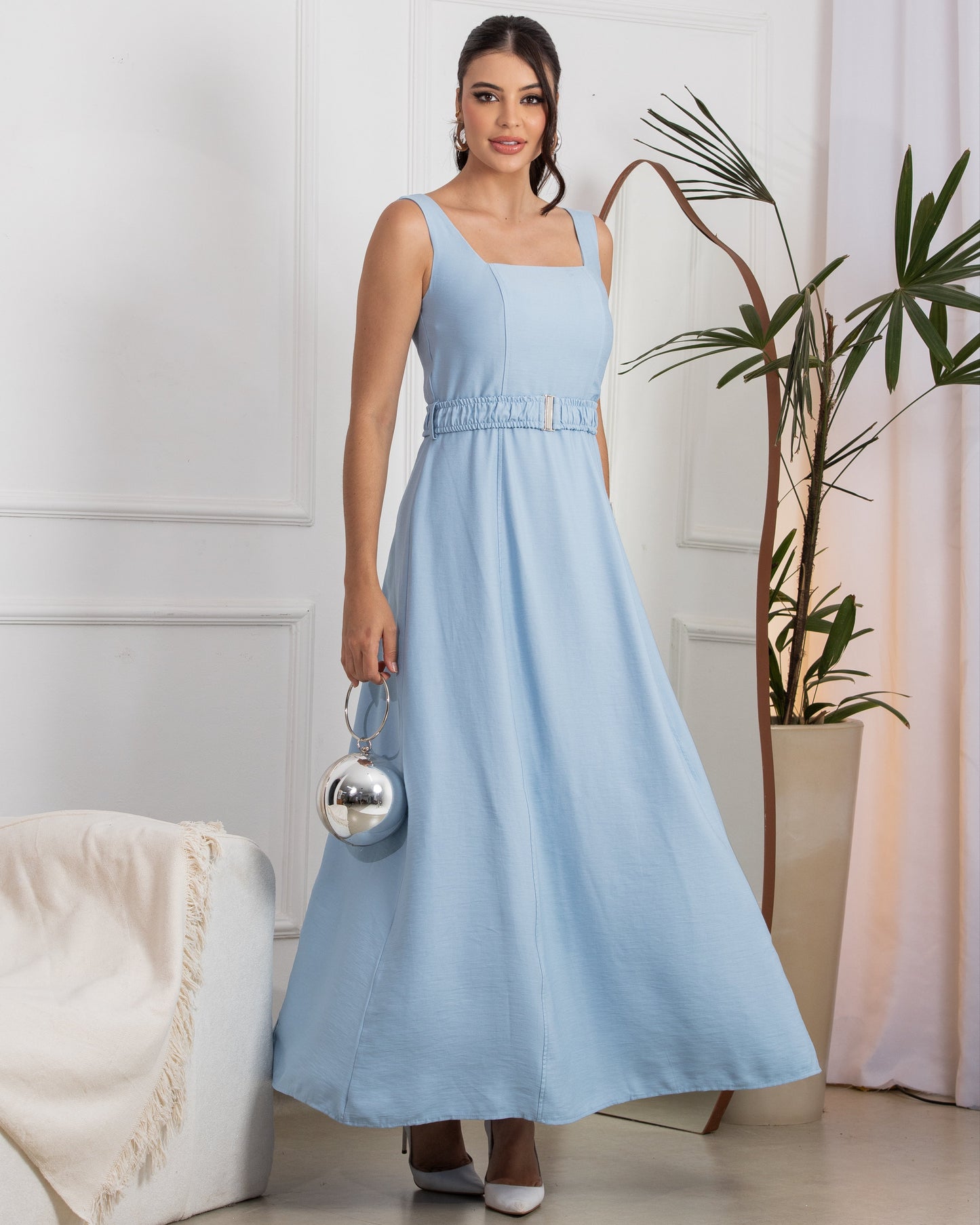 Vestido Longo Decote Quadrado 91351