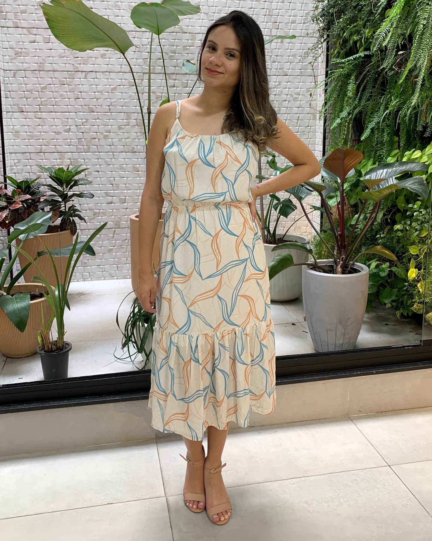 Vestido Midi Gola Franzida 60640