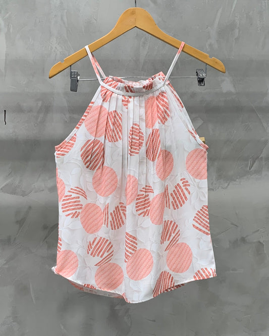 Regata Alça Fina Drapeada Estampada 49731