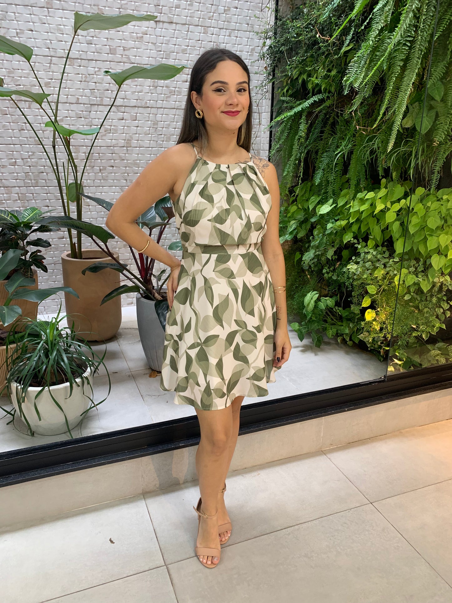 Vestido Curto crepe estampado 49066