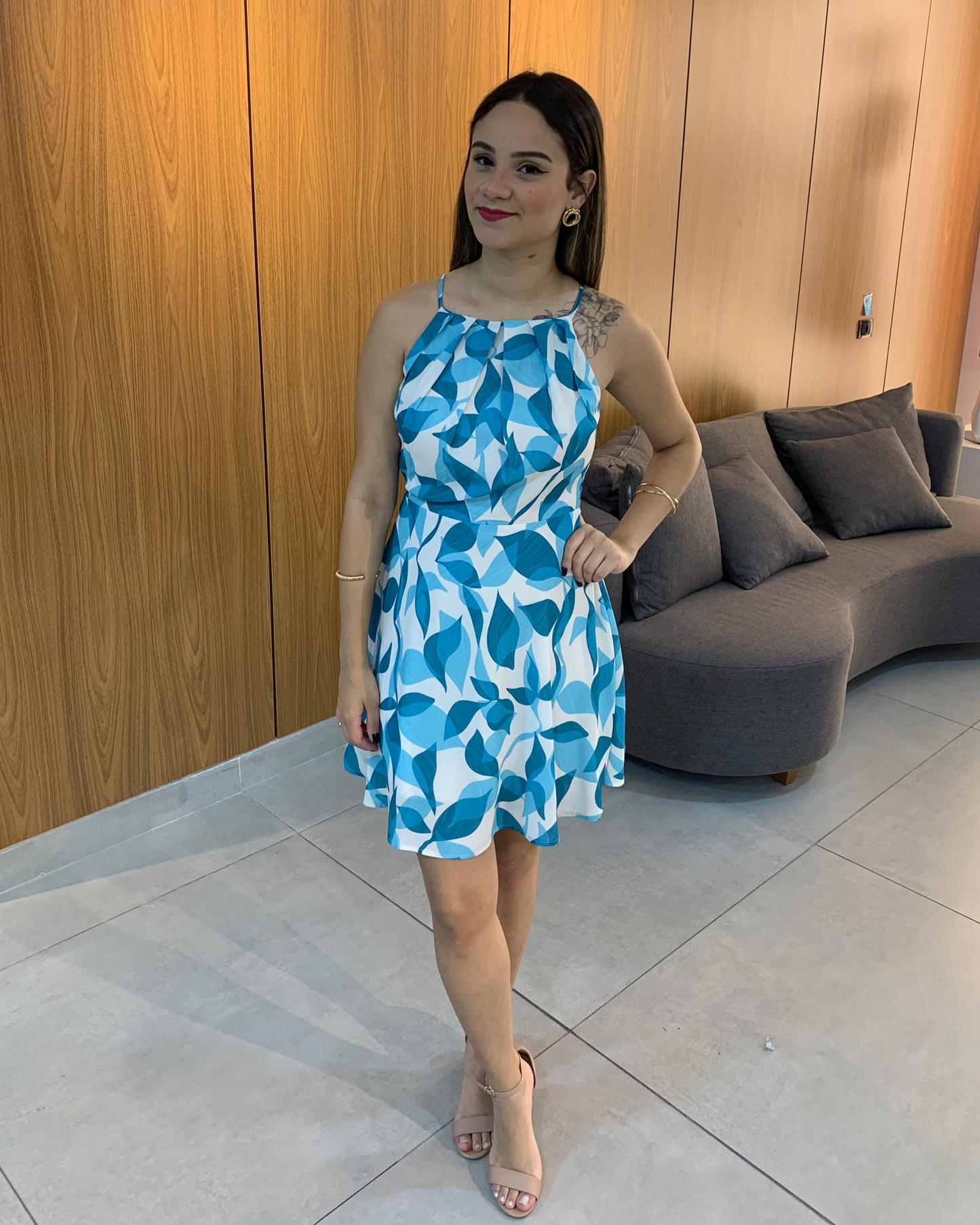 Vestido Curto crepe estampado 49066
