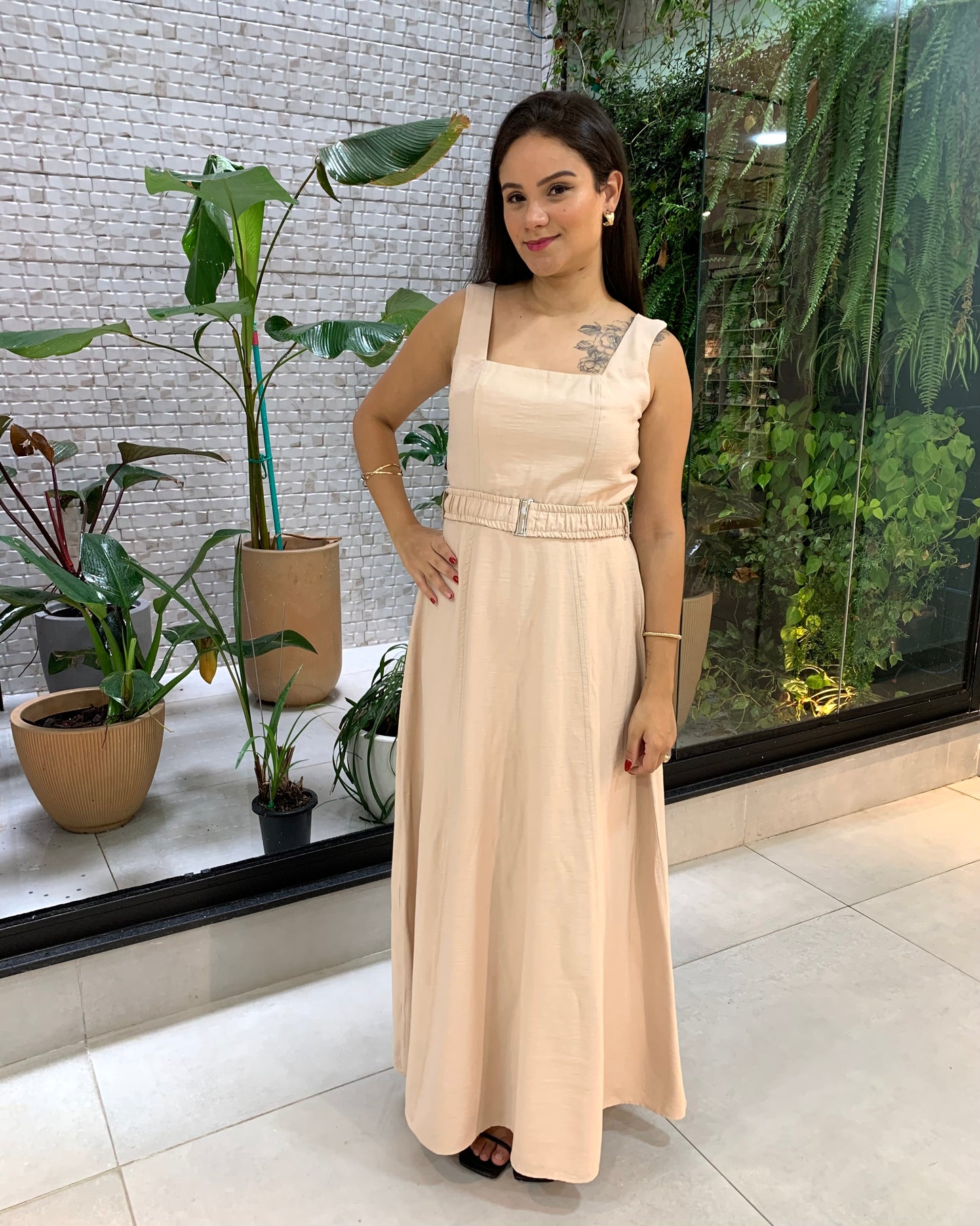 Vestido Longo Decote Quadrado 91351