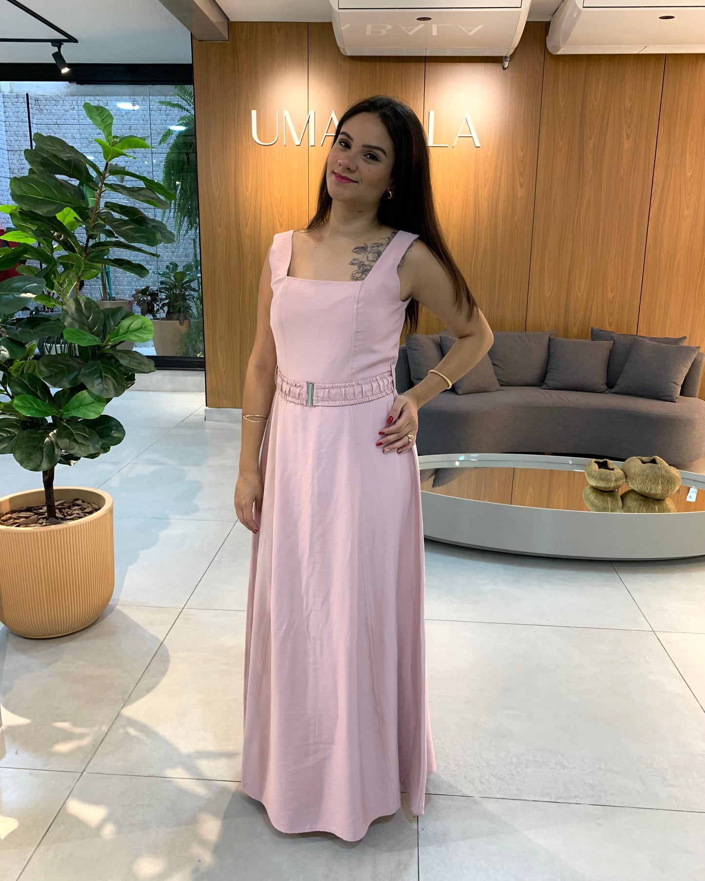 Vestido Longo Decote Quadrado 91351