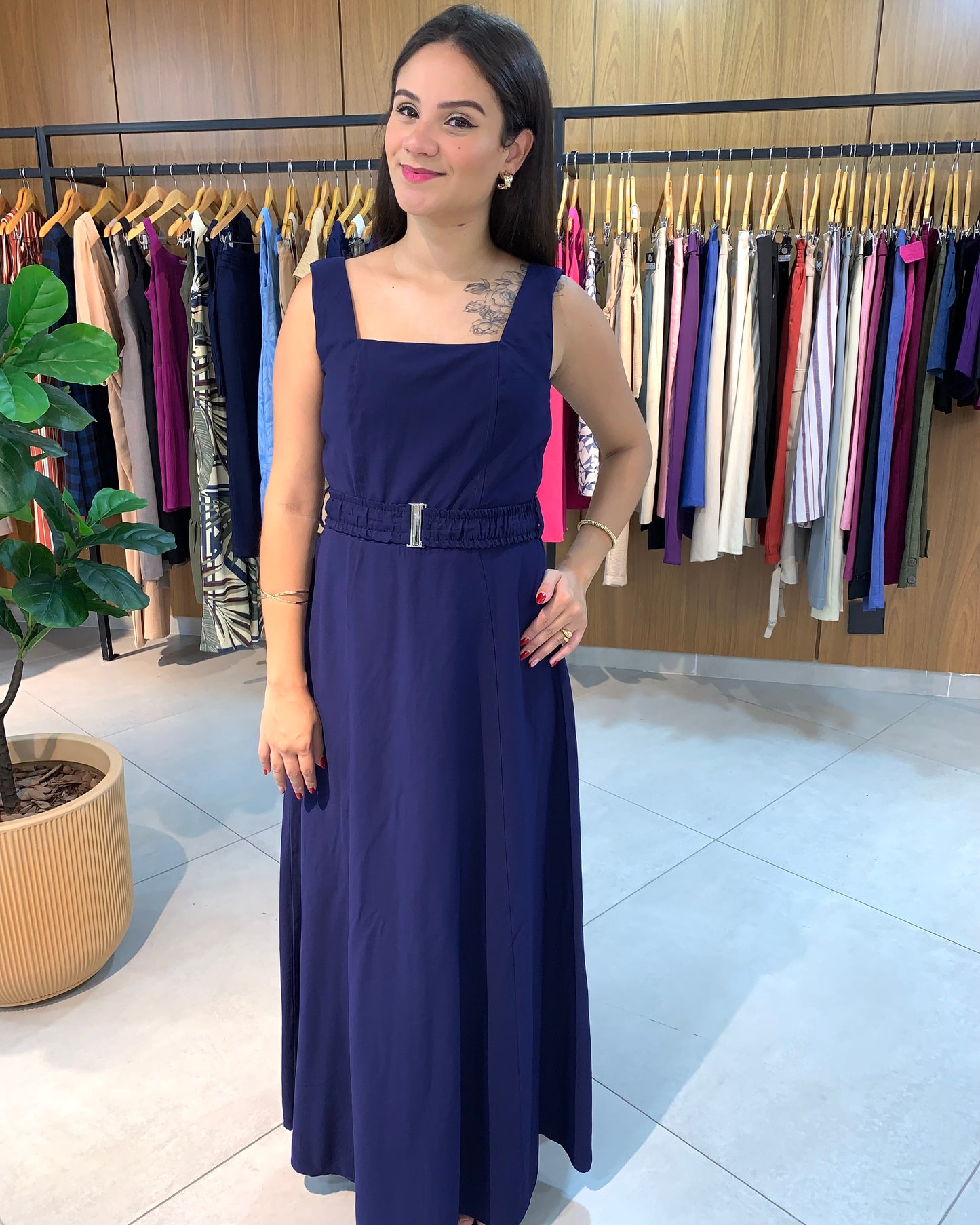 Vestido Longo Decote Quadrado 91351