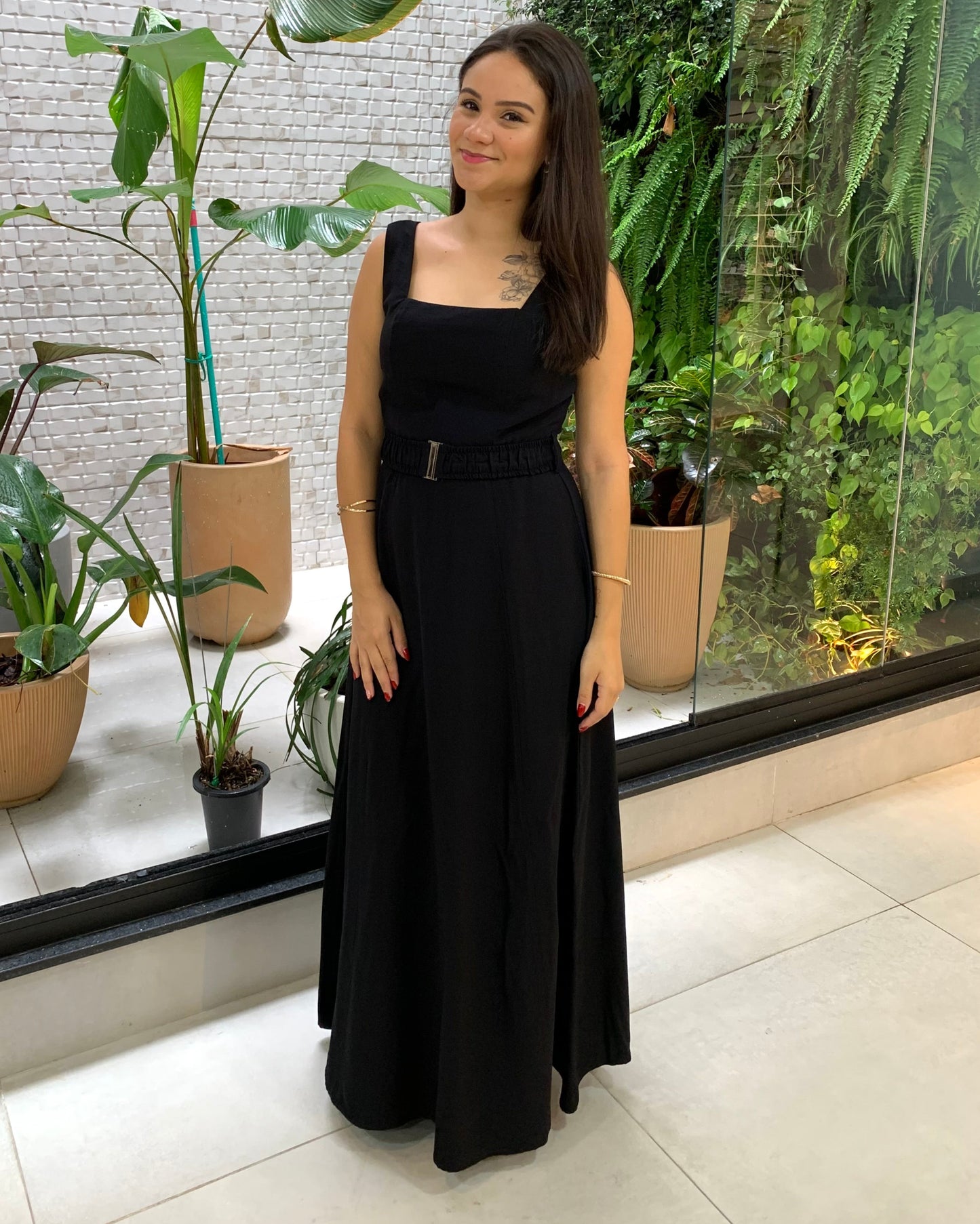 Vestido Longo Decote Quadrado 91351