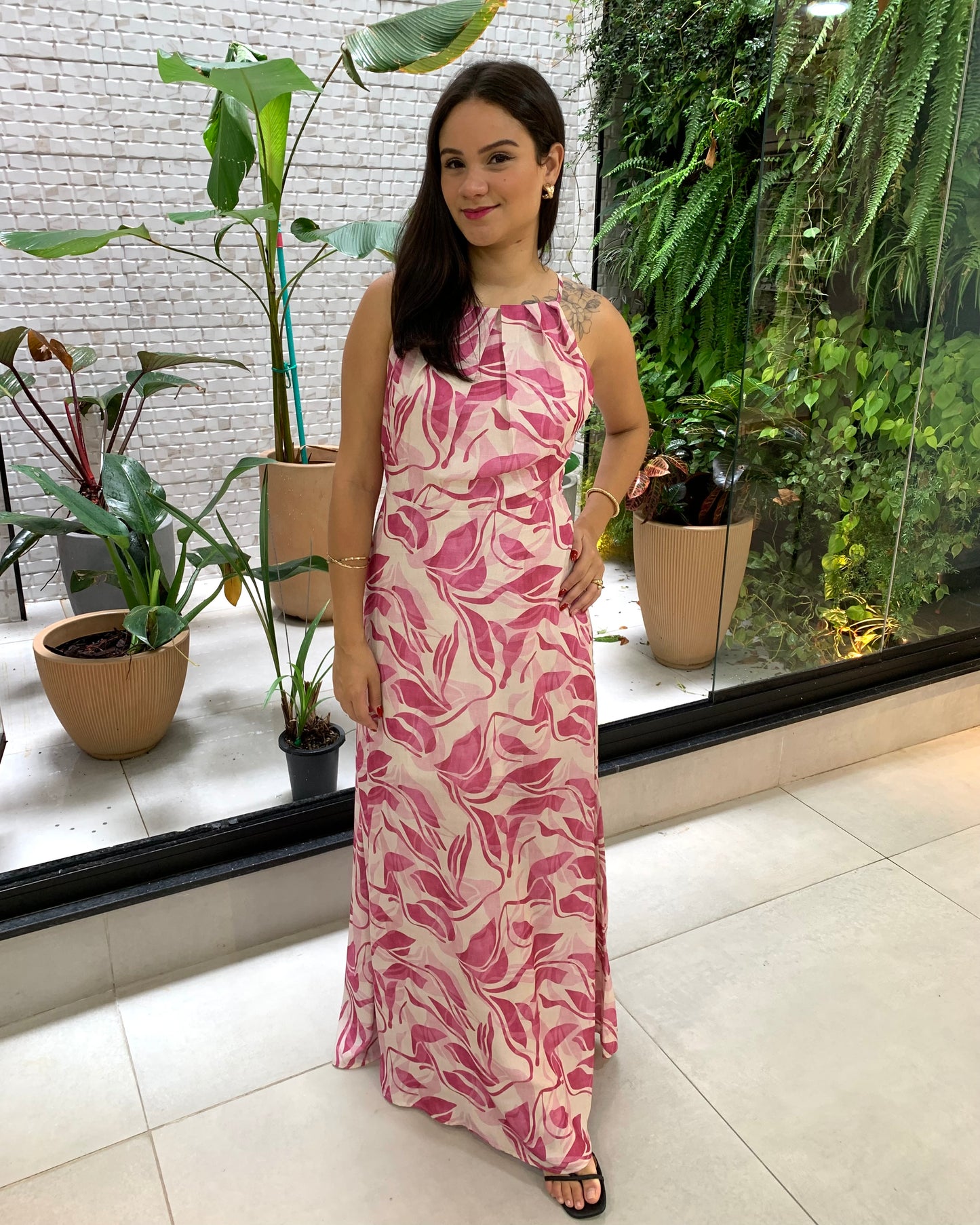 Vestido Longo Folhagem 47976