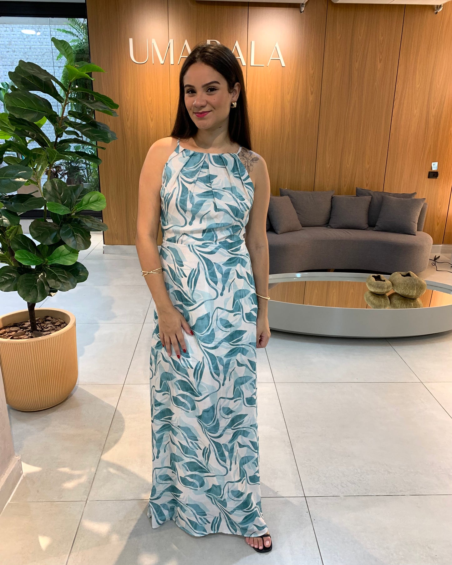 Vestido Longo Folhagem 47976