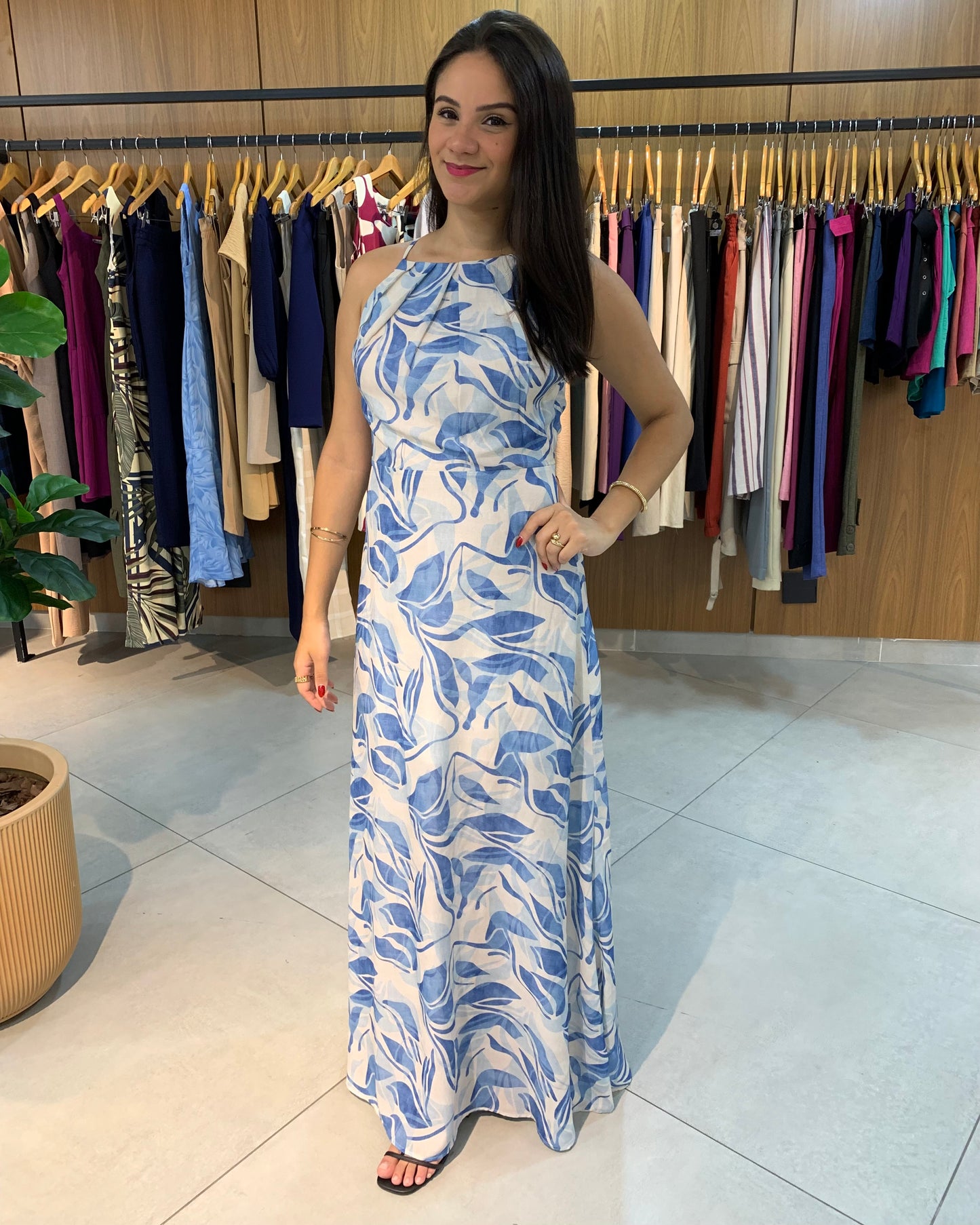 Vestido Longo Folhagem 47976