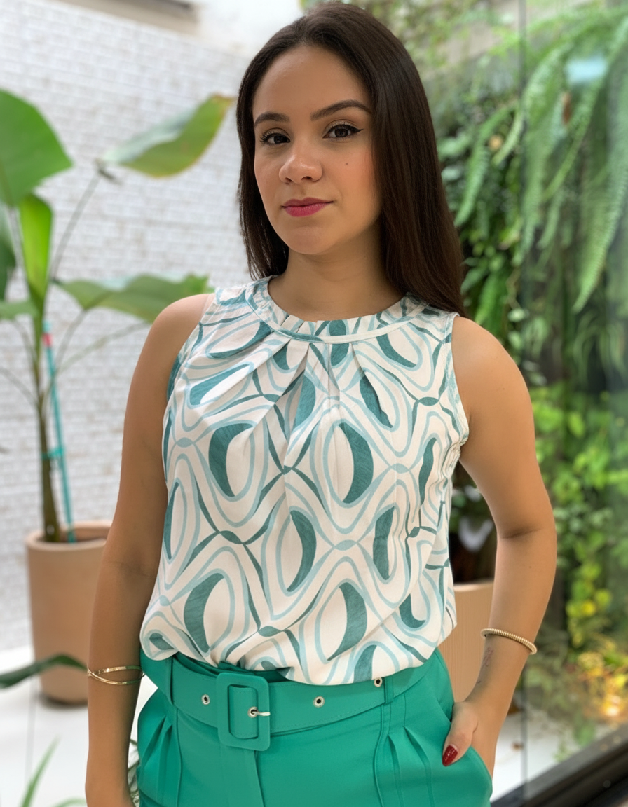 Regata Gola Drapeada Estampada 70520