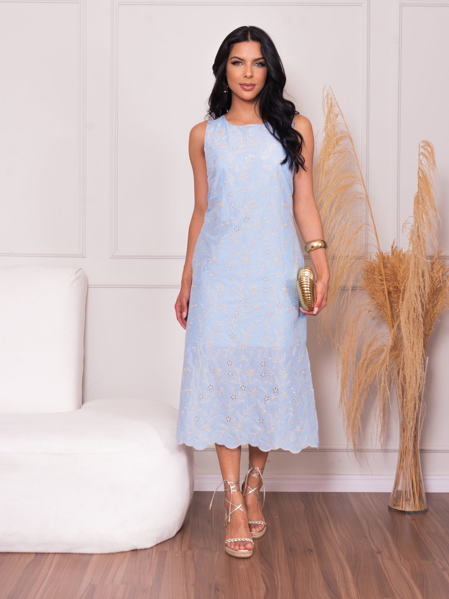 Vestido Midi De Algodão Bordado 91451