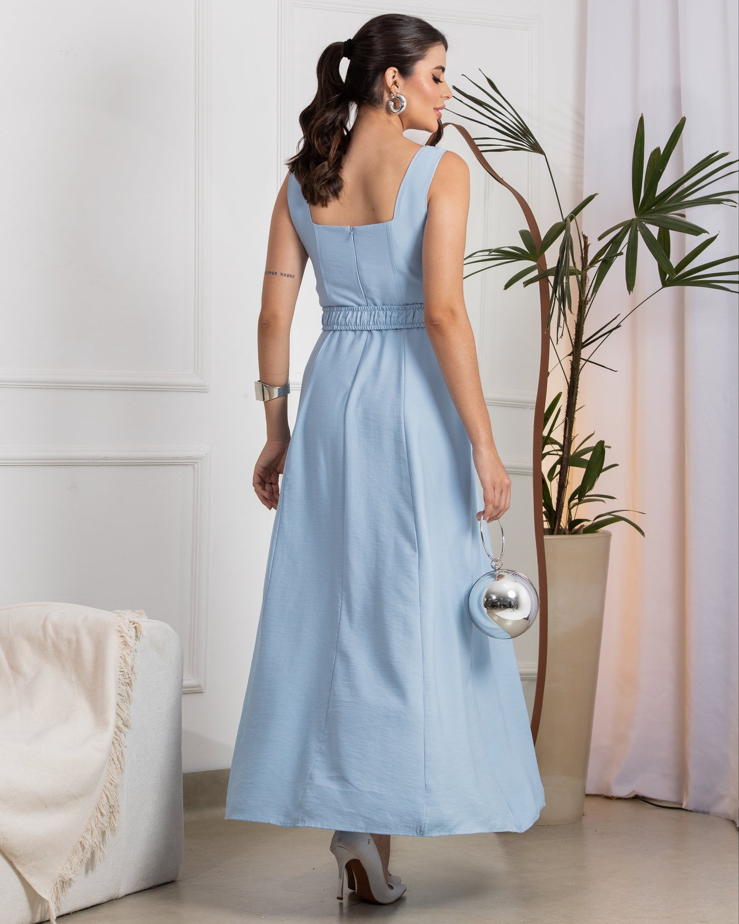 Vestido Longo Decote Quadrado 91351