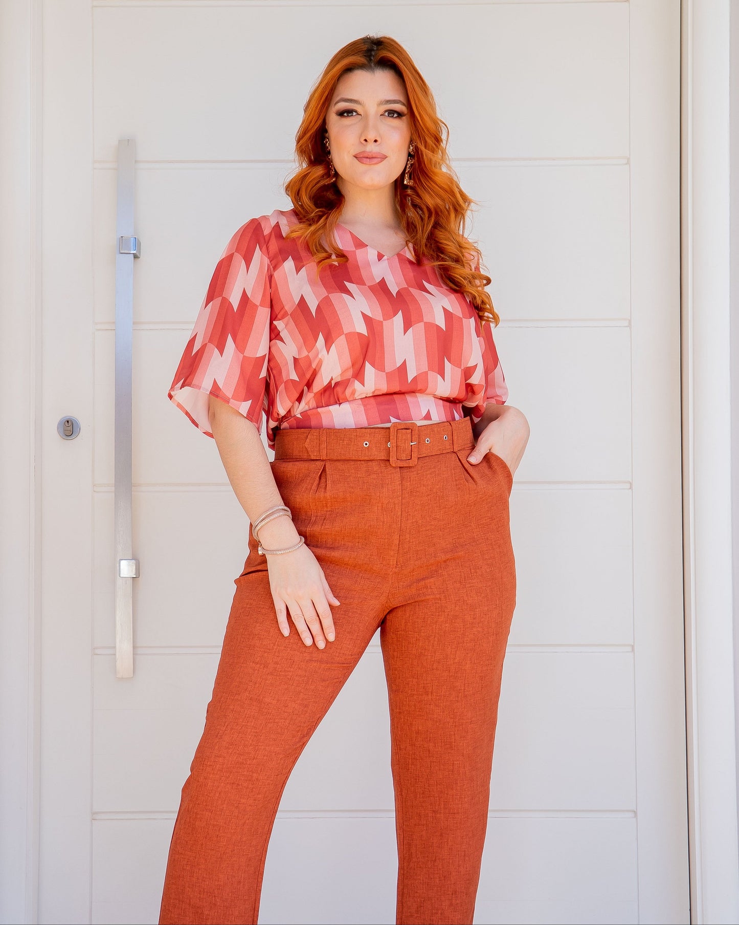 Calça Plus com Cinto Polylinho 02936
