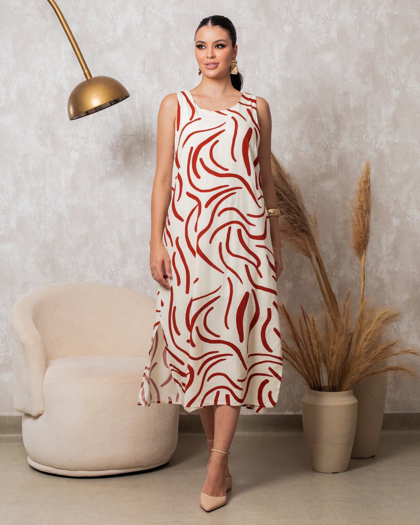 Vestido Midi Regatão Estampado 90500