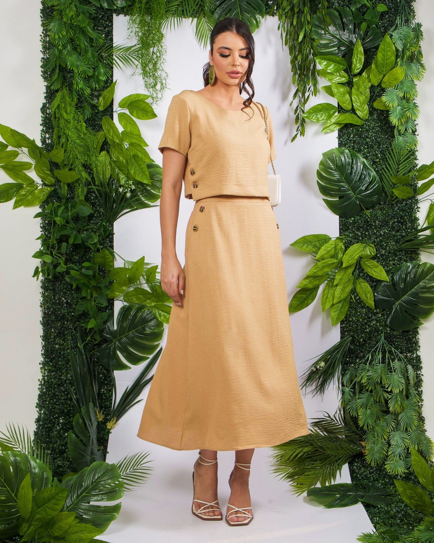 Conjunto Saia e Cropped Liso 90561