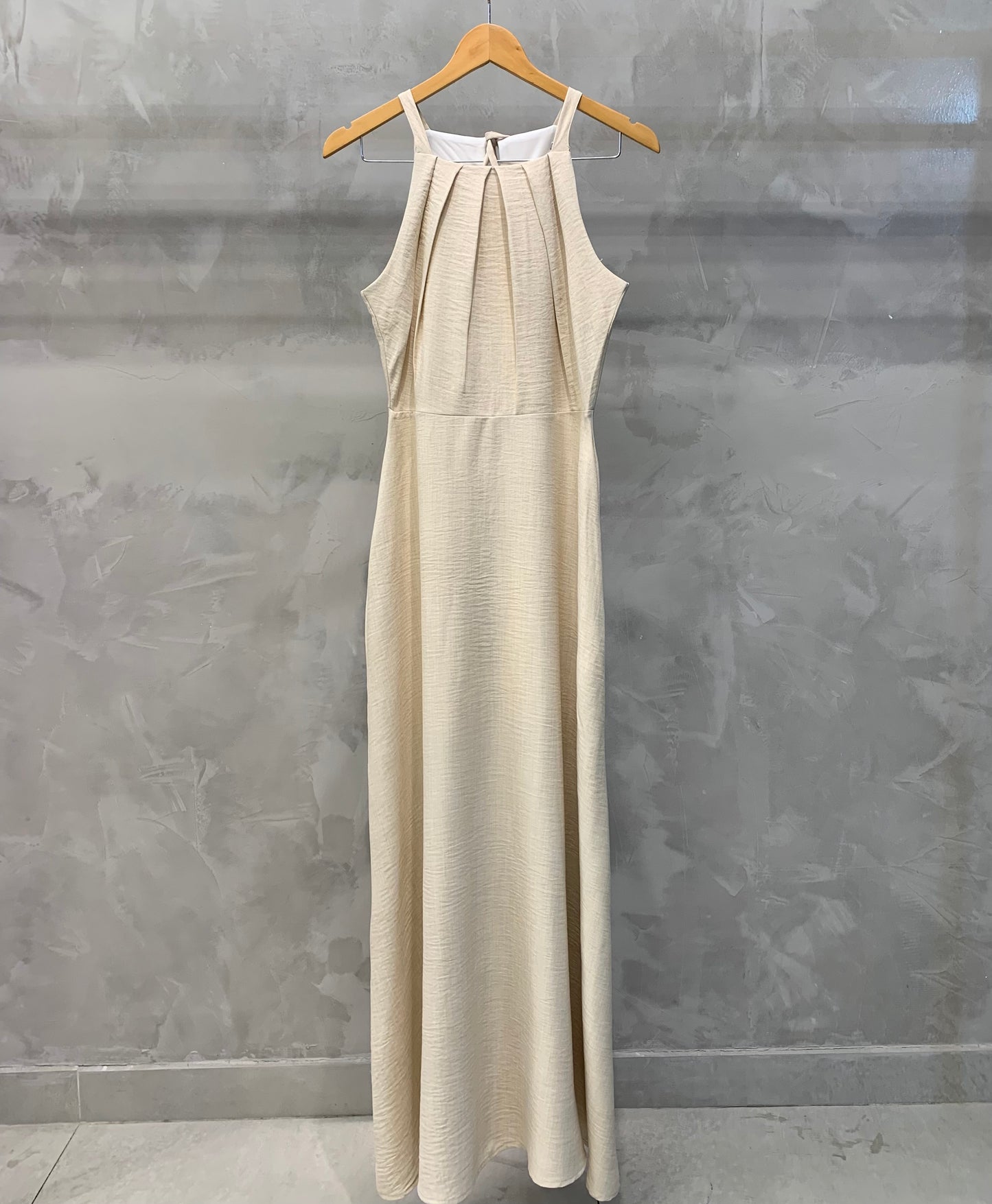 Vestido Longo Alça Larga Liso Bege 80254