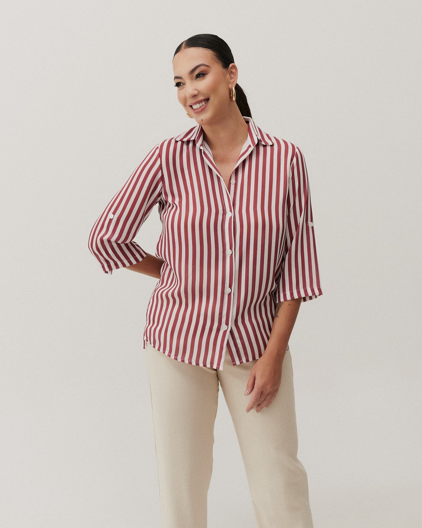 Camisa Listrada Manga Média 04976