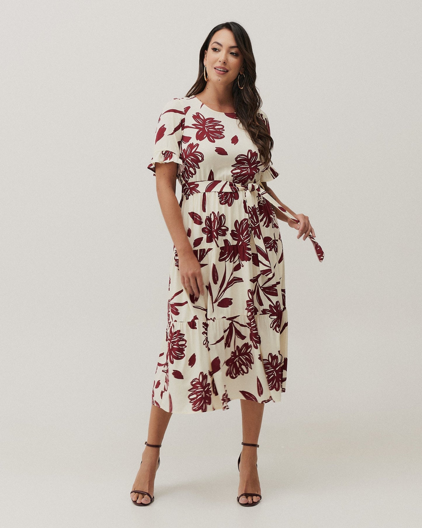 Vestido Midi Babados Floral 80131