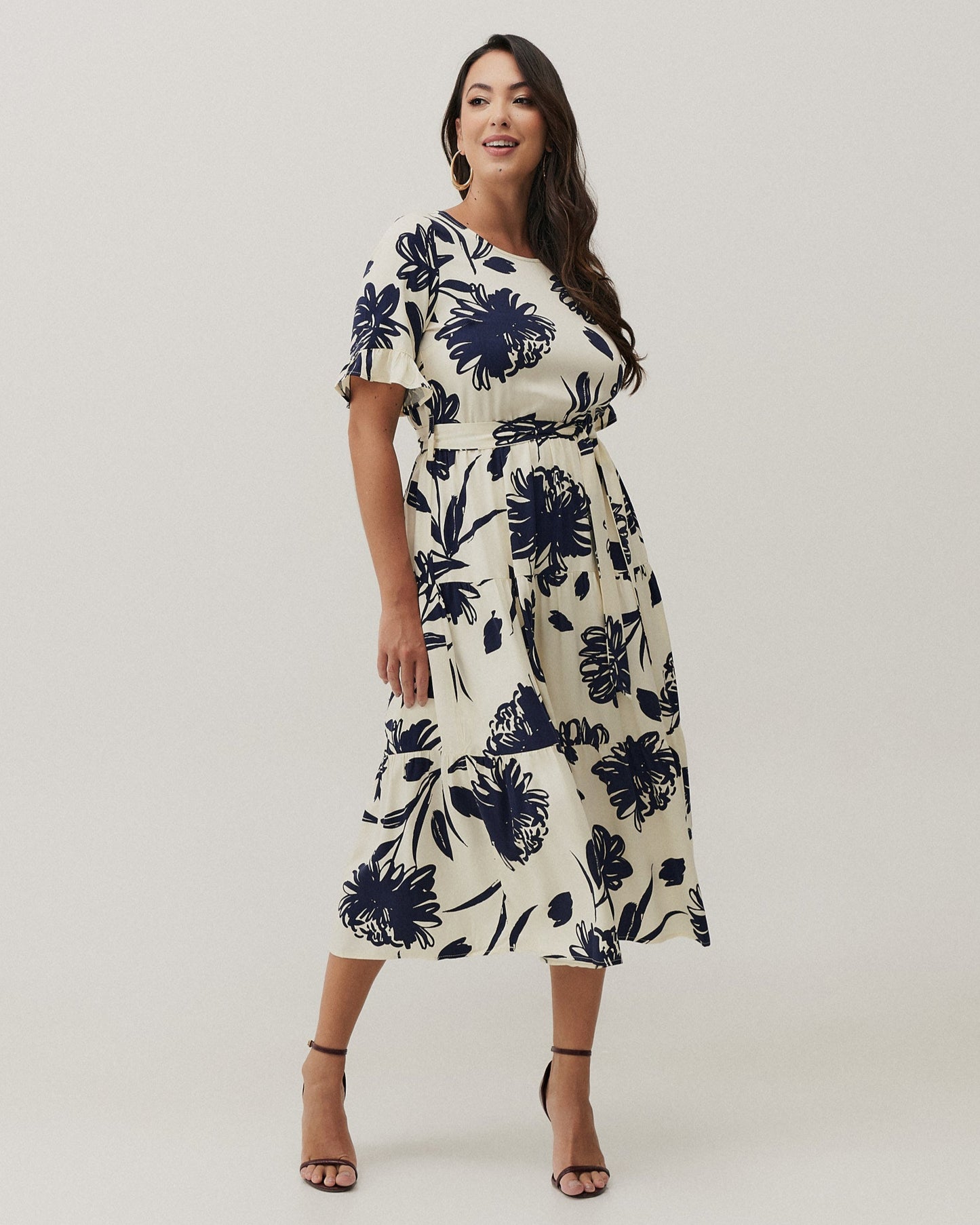 Vestido Midi Babados Floral 80131