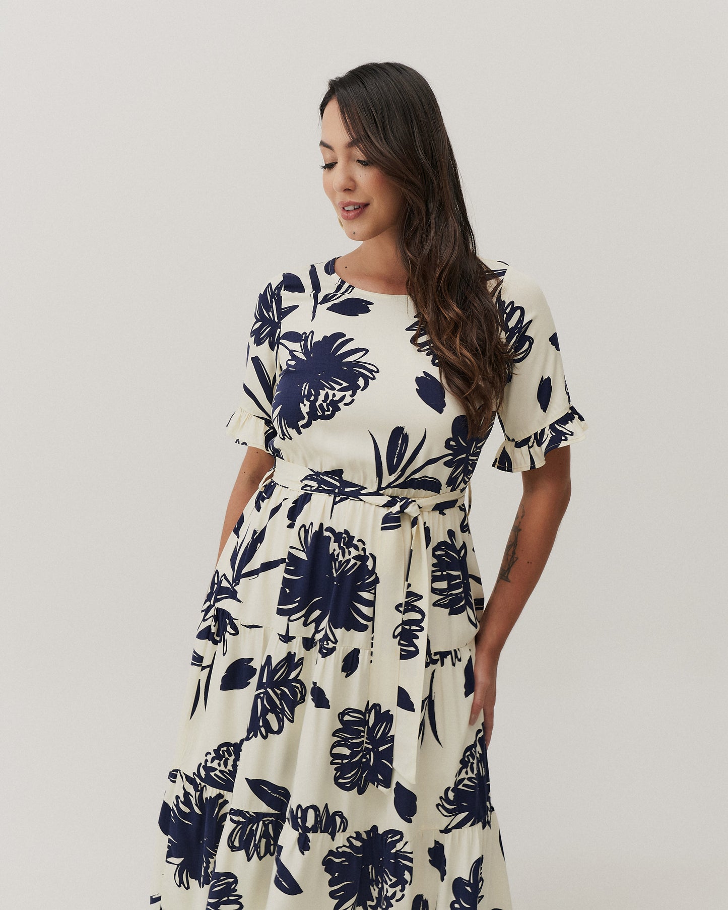 Vestido Midi Babados Floral 80131