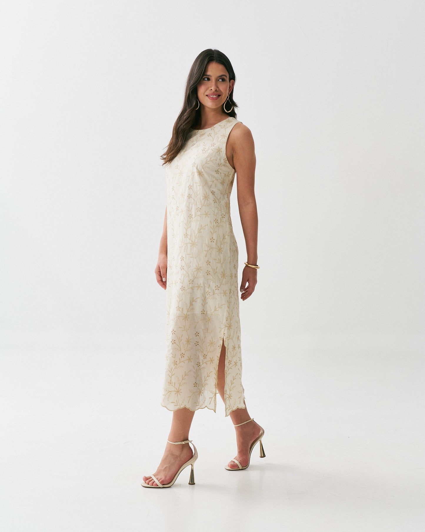 Vestido Midi De Algodão Bordado 91451