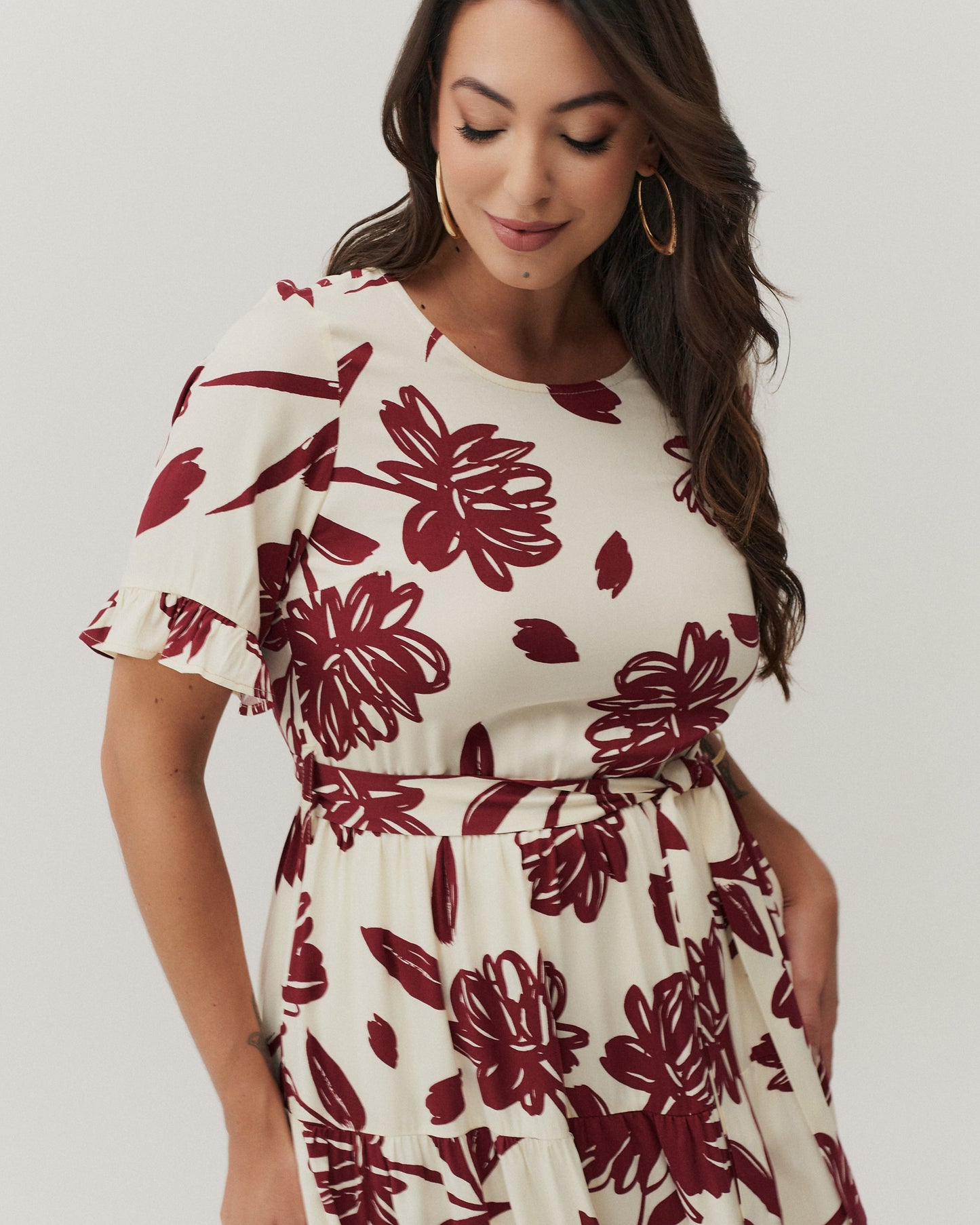 Vestido Midi Babados Floral 80131