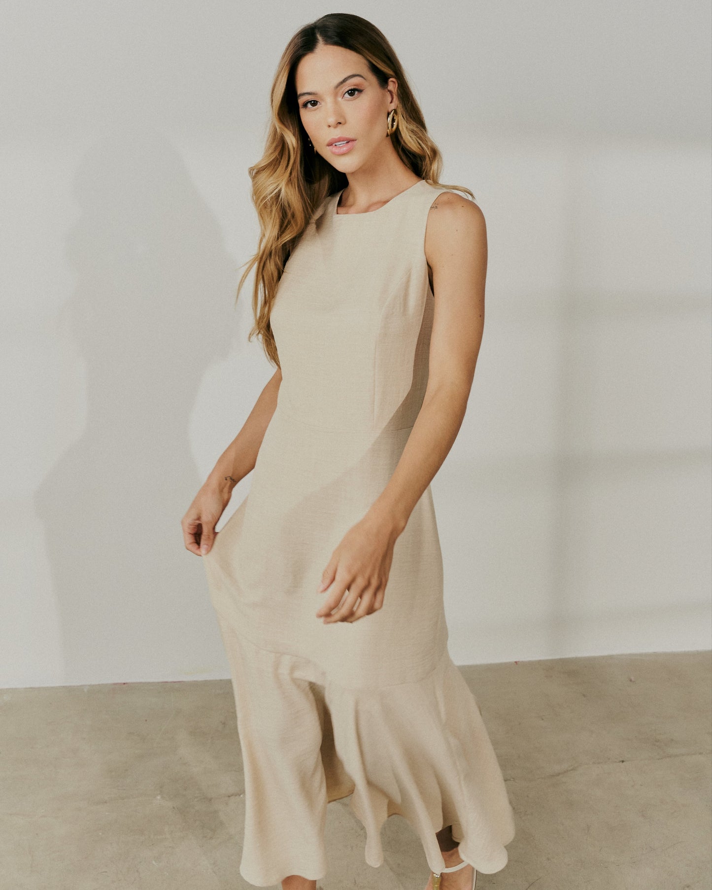 Vestido Midi Acinturado Melange 90211