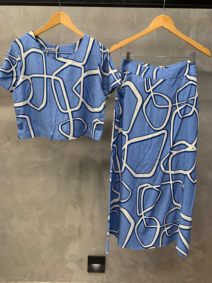 Conjunto Saia e Cropped Estampado 90562