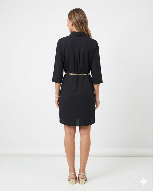 Vestido Chemise Liso De Viscose 09051