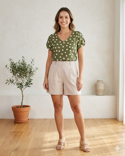 Blusa Botões Decote V Póa 60721