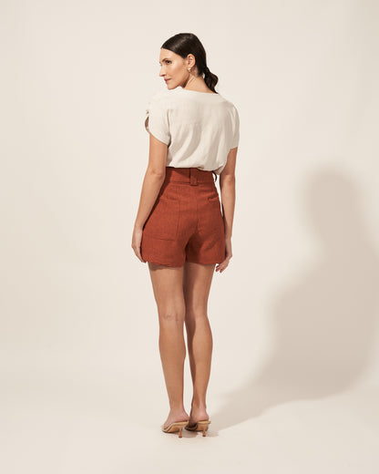 Shorts PolyLinho Cinto 02920