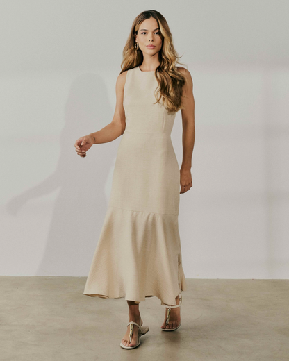 Vestido Midi Acinturado Melange 90211