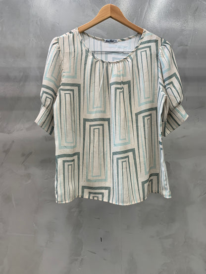 Blusa Manga Bufante Estampada 60050