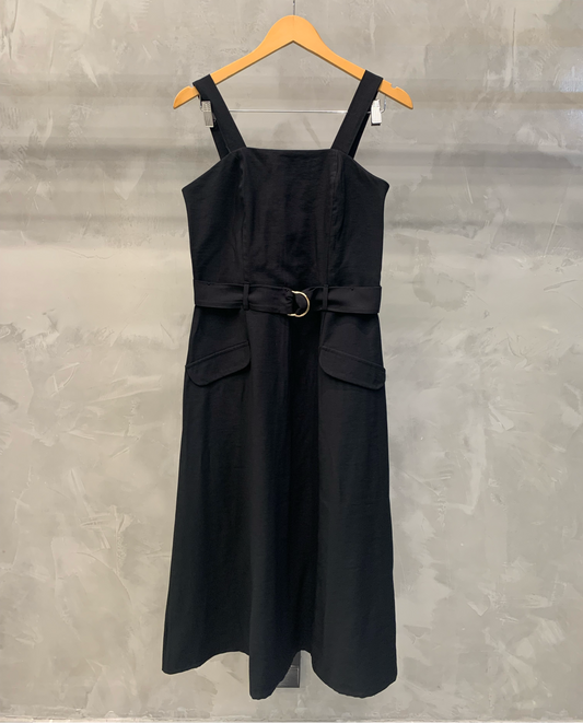 Vestido Mídi Com Cinto Preto 90970
