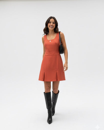 Vestido Curto Com Fenda  91090